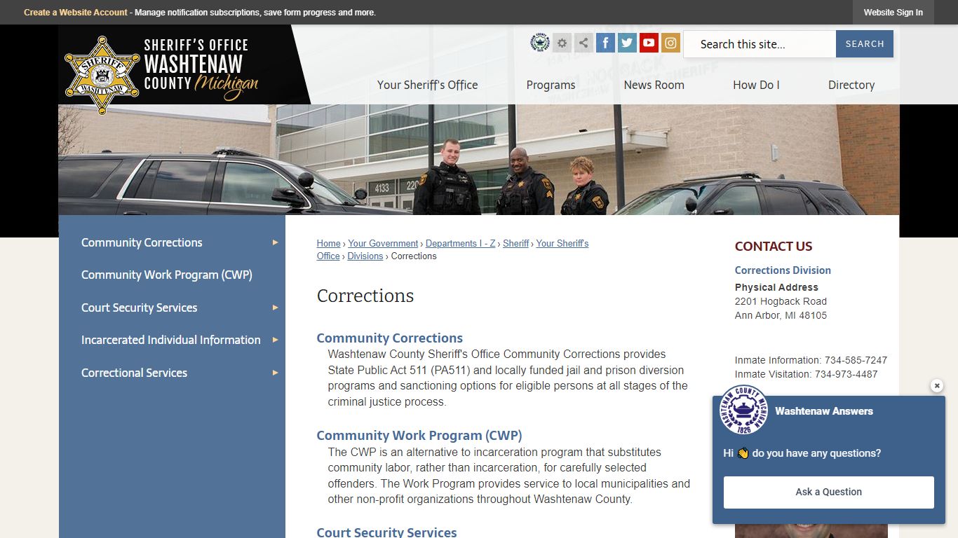 Corrections | Washtenaw County, MI